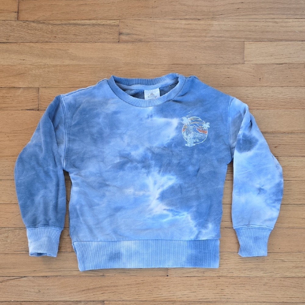 Disney Stitch Crew Neck Sweatshirt Tie-Dye Pullover Blue Kids Size S(5/6)